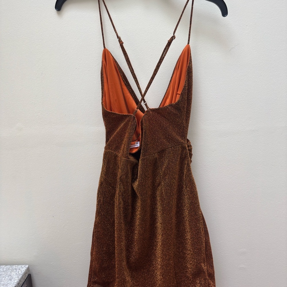 Superdown Shimmering Orange Dress - Picture 9 of 9